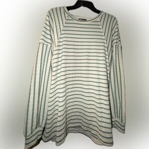 HEIMISH USA Green and Cream Striped Top
